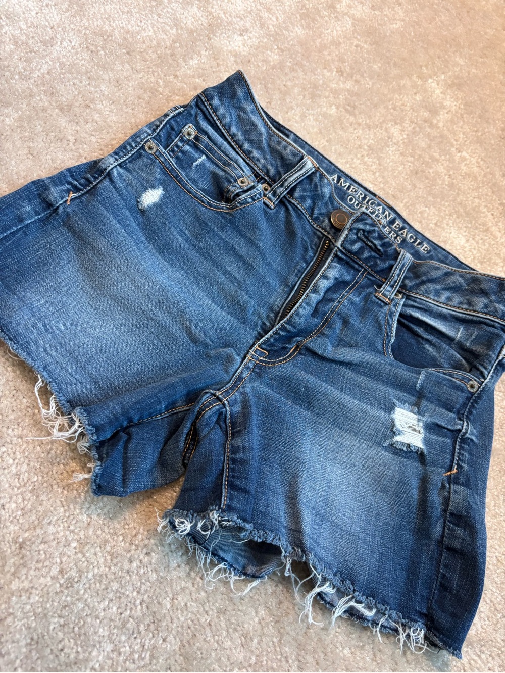 American Eagle Outfitters Blue Distressed Denim Cutoff Shorts